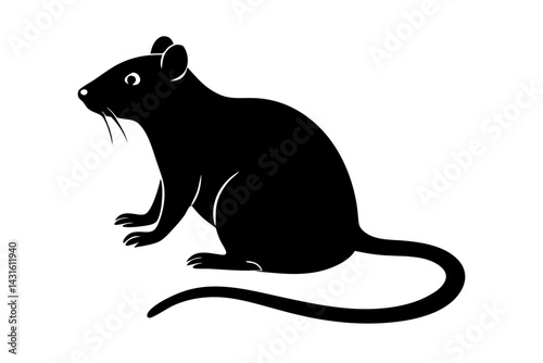 Isolated black rat silhouette sitting rodent vector graphics design illustration, rat, rodent, silhouette, black, isolated, vector, illustration, animal, mammal, wild, wildlife, pest, rats, sitting