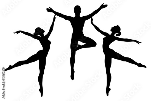 Elegant ballet dancer silhouette collection showing graceful dance poses and movements, ballet, dancer, silhouette, pose, dance, elegant, graceful, performance, artistic, movement, black and white