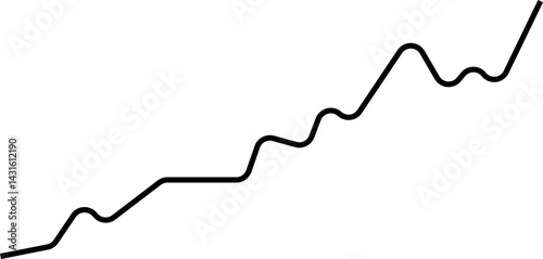 Rounded graph representing an economic line that smoothly rises across the chart's path.