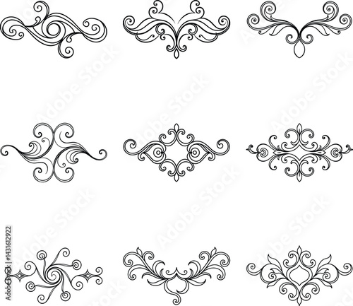 baroque swirl ornament set 