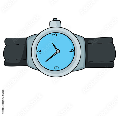 Cute cartoon hand drawn vector wrist watch clipart.