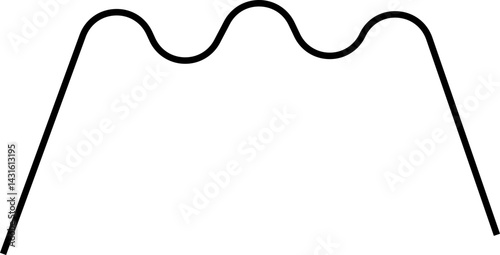 Rounded line chart displaying three upward peaks in a zigzag formation across the graph.