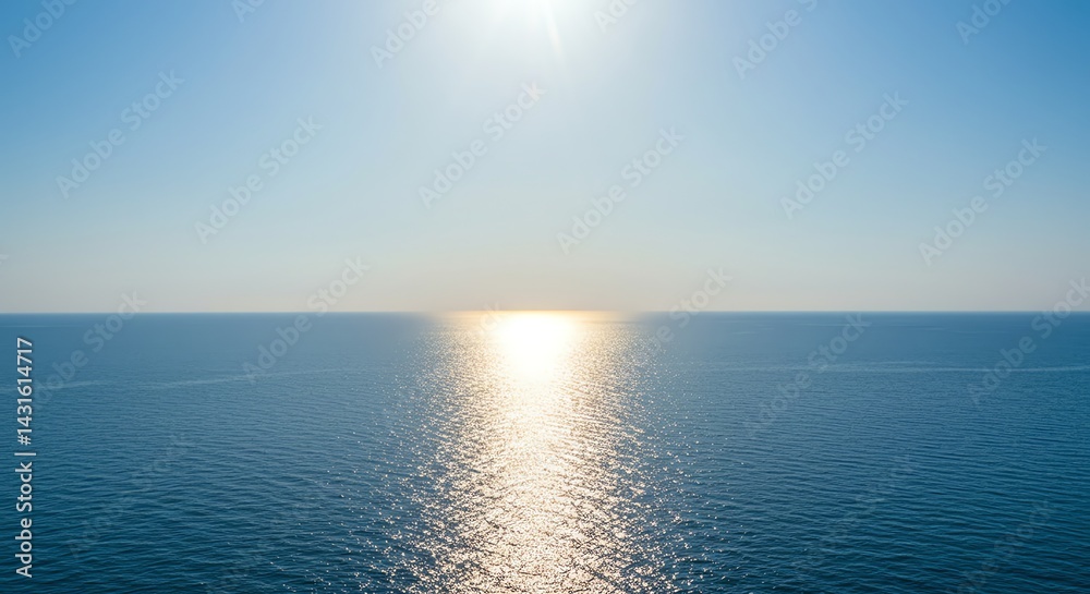 Stunning Ocean Sunset Golden Hour Reflection on Calm Sea Stunning Ocean Sunset Golden Hour Reflection on Calm Sea
