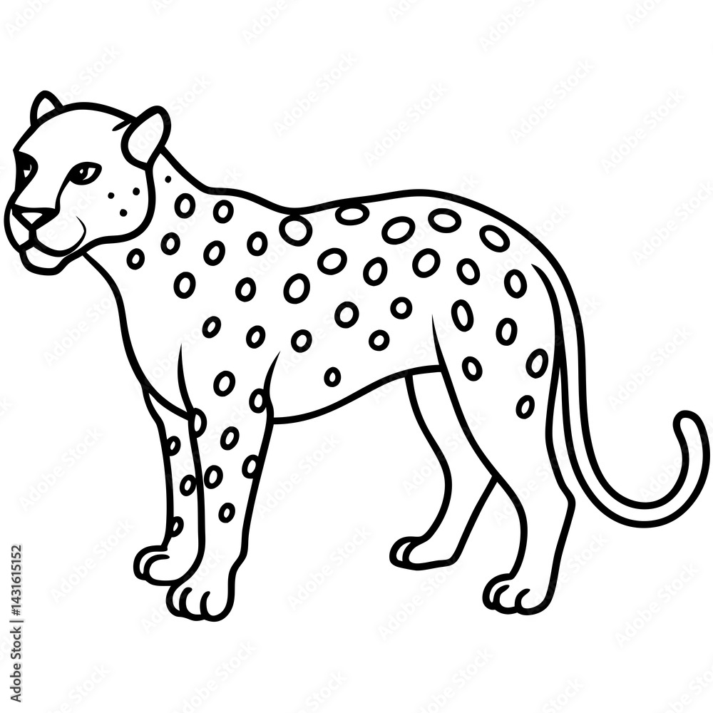Fototapeta premium Sleek Jaguar Vector Line Drawing