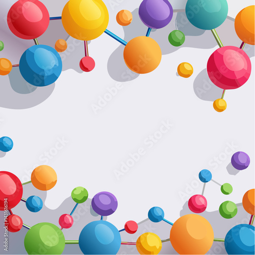 Colorful 3d molecules border