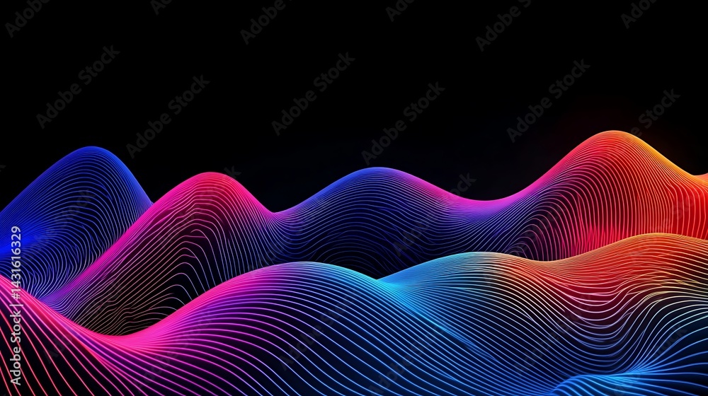 Abstract digital wireframe with vibrant glowing lines, ample area for text. Abstract digital wireframe with vibrant glowing lines, ample area for text.