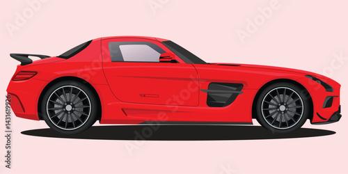 Red sports and retro car illustration showing a fast and classic vehicle design