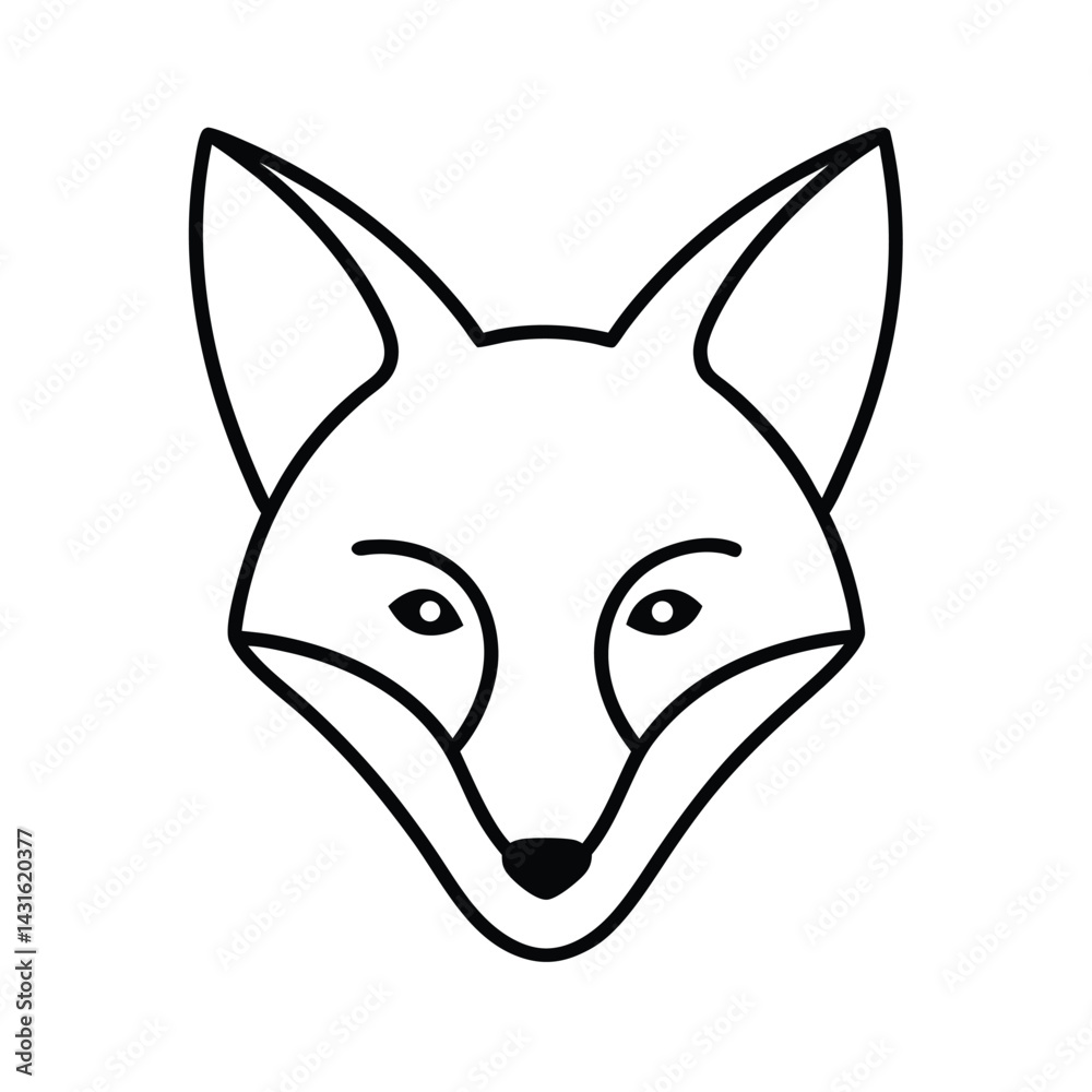 Obraz premium fox face sharp features monoline line art vector 