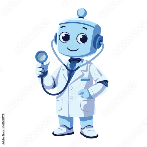Vector illustration of a cartoon robot doctor