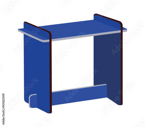 Blue wooden study table for kids with modern design and compact structure isolated