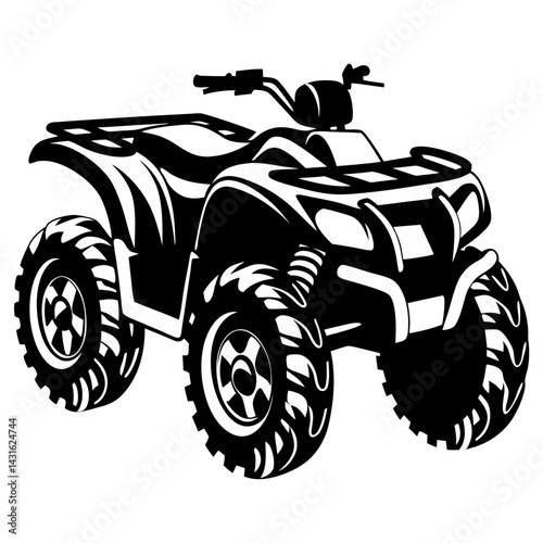 Monochrome illustration of an all terrain vehicle or quad bike on white