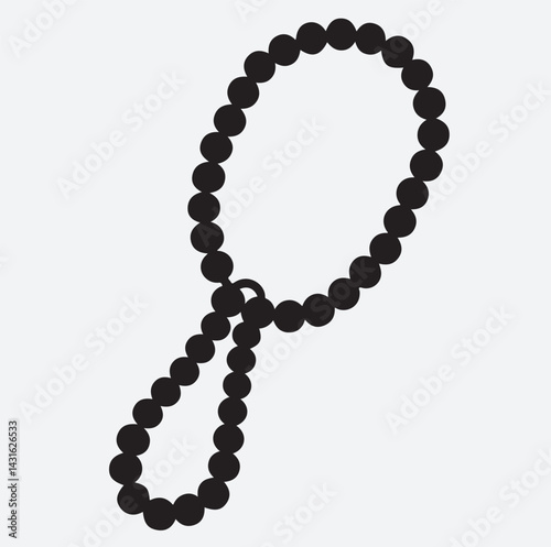 a set of prayer beads silhouette vector art illustration, rosary beads on white background