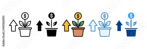 Financial Growth  Icon Set Multiple Style Collection