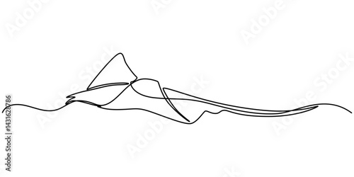Stingray fish, sea fox continuous line drawing. One line art of predatory fish, seafood, marine animals, Continuous line drawing of manta ray. One line of stingray. Marine animal concept.