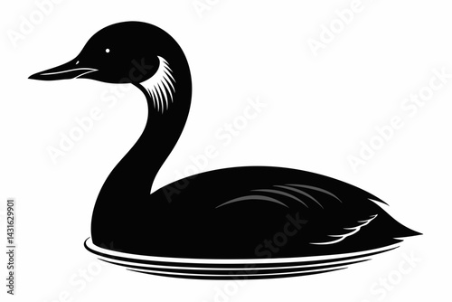 grebe sihouette black vector