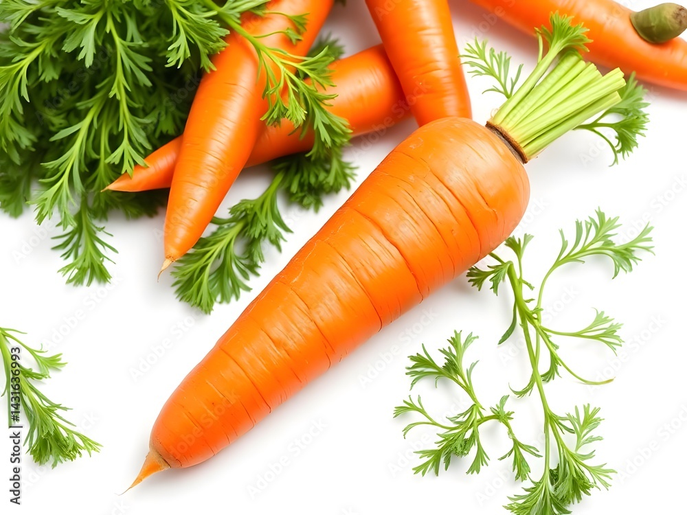 Fresh Orange Carrot with Green Stem Isolated on White Background – High-Quality Vegetable Image for Food, Health, and Design Use Fresh Orange Carrot with Green Stem Isolated on White Background – High-Quality Vegetable Image for Food, Health, and Design Use