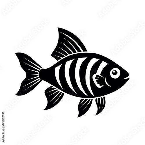 black vector silhouette zebra danio fish