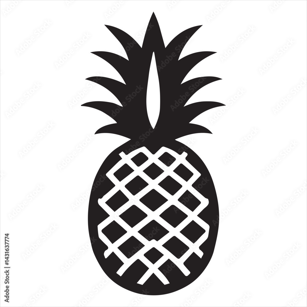 Pineapple Vector art illustration with leaves Pineapple Vector art illustration with leaves