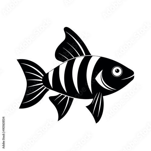black vector silhouette zebra danio fish