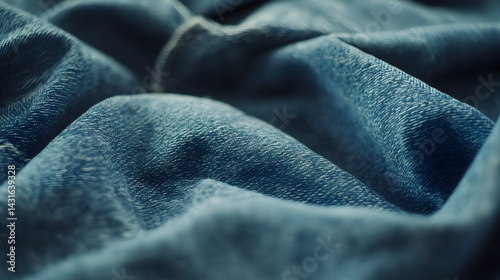 Wallpaper Mural A close up shot of blue denim fabric with soft folds and textures creating an abstract pattern view Torontodigital.ca