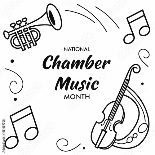 NATIONAL CHAMBER MUSIC MONTH vector illustration