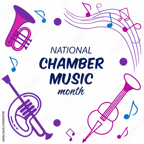NATIONAL CHAMBER MUSIC MONTH vector illustration