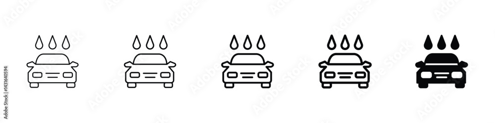 Fototapeta premium Set of 5 pixel perfect carwash icon with 1 unexpanded, 1 silhouette, editable carwash icon, symbolizing vehicle cleaning, service, and maintenance in a bright vector format