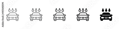 Set of 5 pixel perfect carwash icon with 1 unexpanded, 1 silhouette, editable carwash icon, symbolizing vehicle cleaning, service, and maintenance in a bright vector format