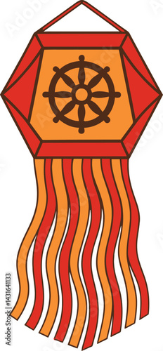 Traditional Hexagonal Sri Lankan Vesak Lantern Vector for Vesak Day Celebration Design