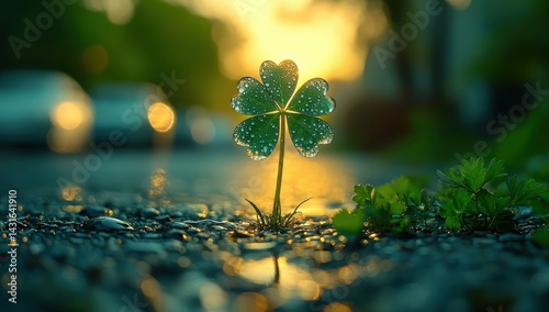 Wallpaper Mural Fourleaf clover sunset street. Torontodigital.ca