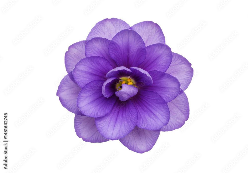 Fototapeta premium Violet bloom with layered petals in darkness a floral closeup