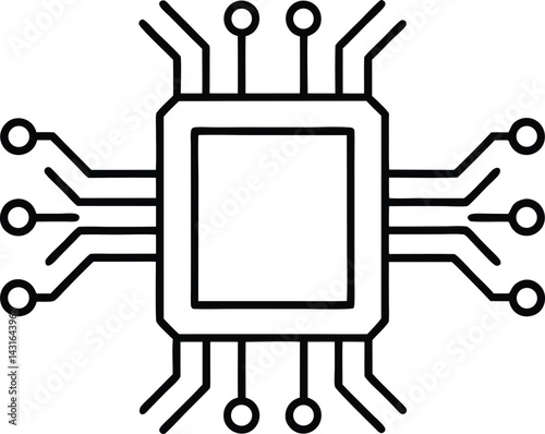 microchip line art vector icon.