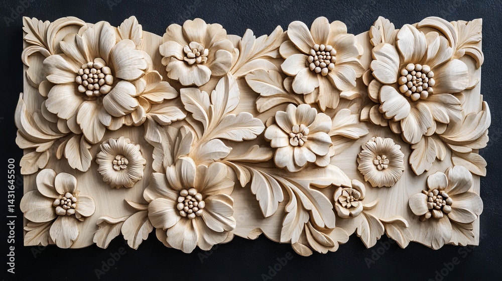An old sandstone carving featuring floral elements and elaborate, colorful patterns, accentuated by sunlight