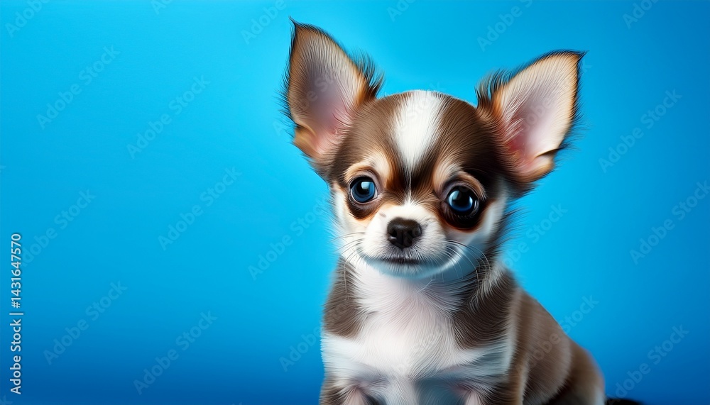chihuahua puppy sitting looking cute on a blue background chihuahua puppy sitting looking cute on a blue background