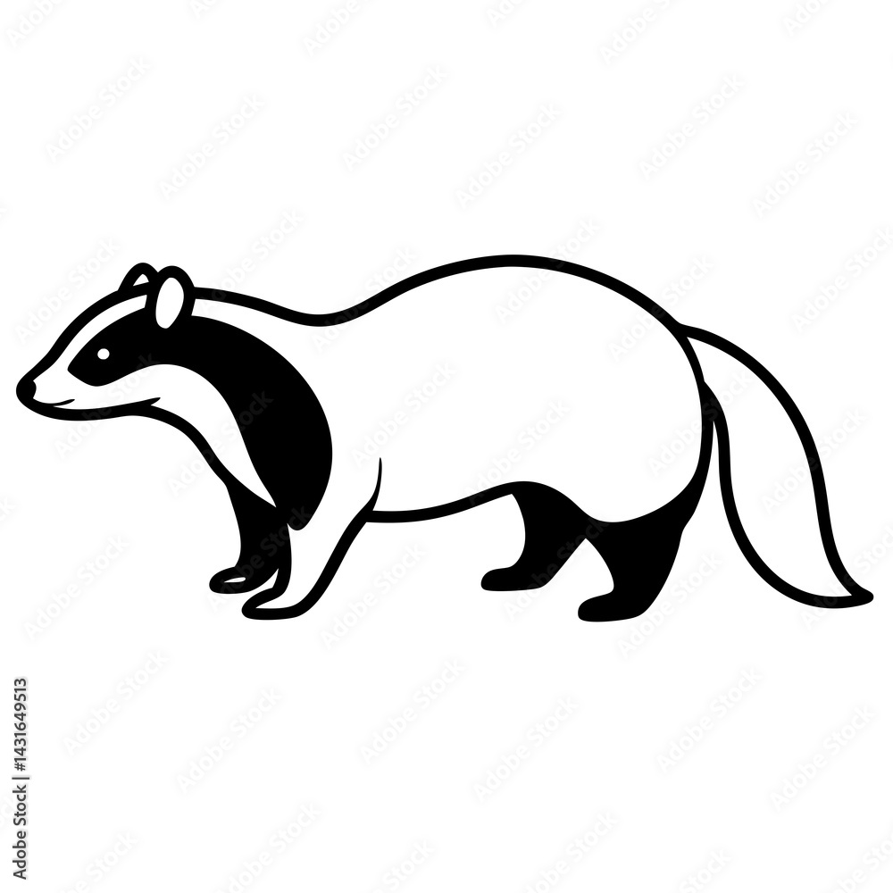 Fototapeta premium Stylized Badger Outline in Vector