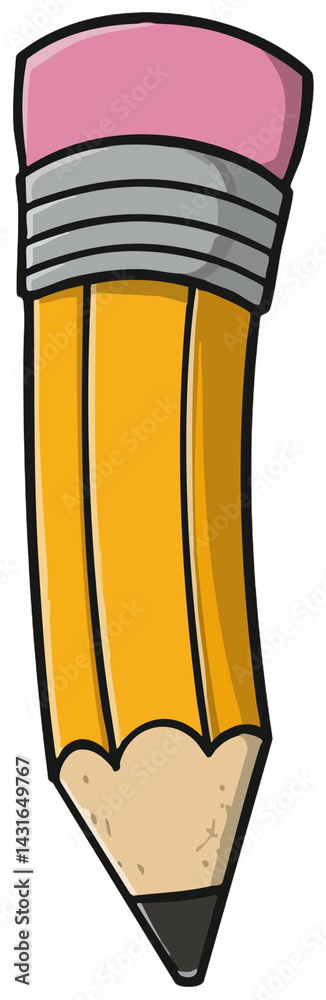Naklejka premium Cartoon Drawing of a Pencil with Eraser, transparent background png