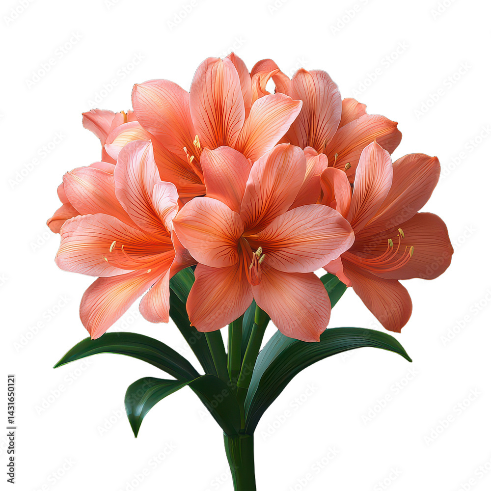 Fototapeta premium Big Beautiful Red and White Amaryllis Flowers Bouquet Botanical Watercolor Painting Illustration transparent.png