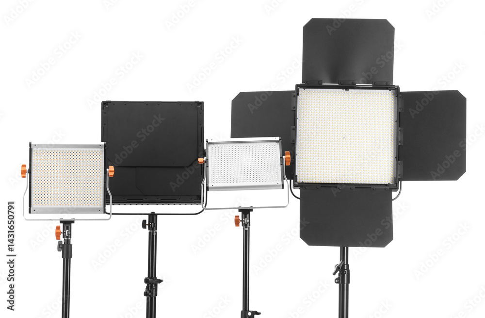 Obraz premium Professional lighting equipment isolated on white. Photo studio tool