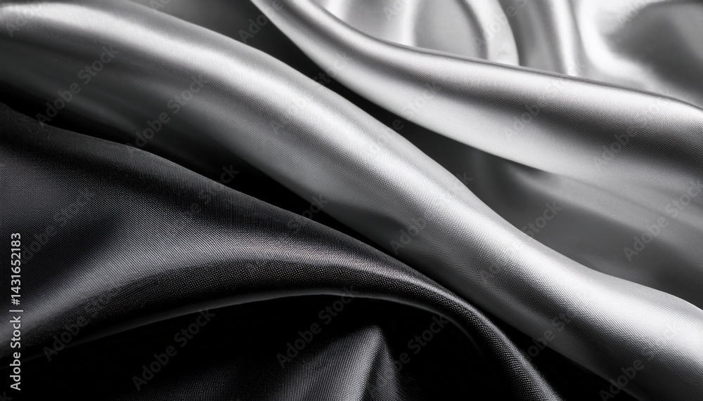 abstract black and white silk texture with fluid waves and metallic shine abstract black and white silk texture with fluid waves and metallic shine