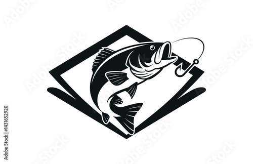 Vector illustration of a fishing logo with bass fish

