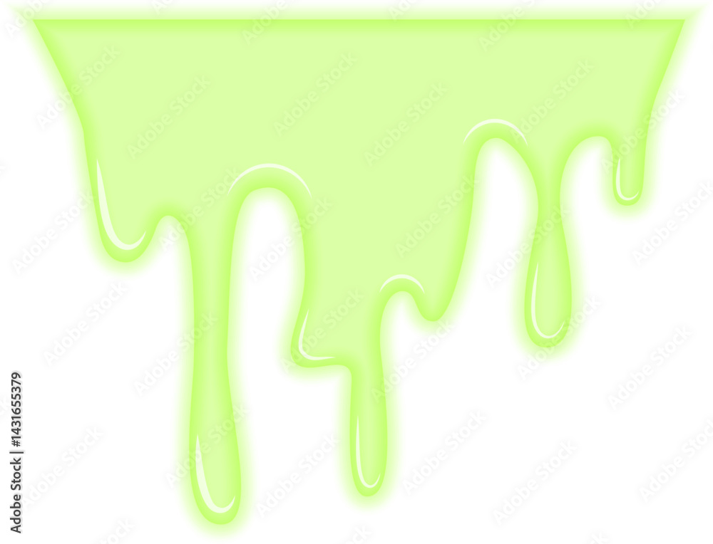 Fluorescent green radioactive substance forming a continuous dripping flow. Fluorescent green radioactive substance forming a continuous dripping flow.