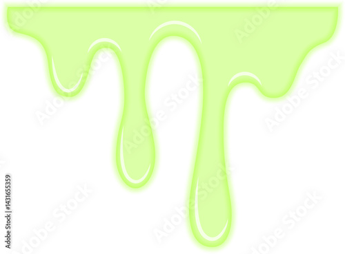 Viscous green liquid with a bright effect spreading from a crude leak.