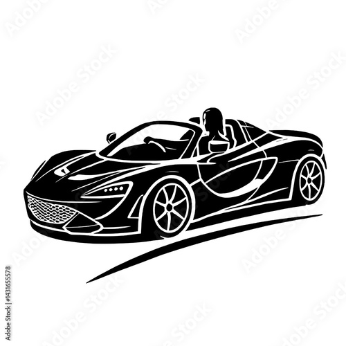Sport Car Silhouette Vector with Woman Driver