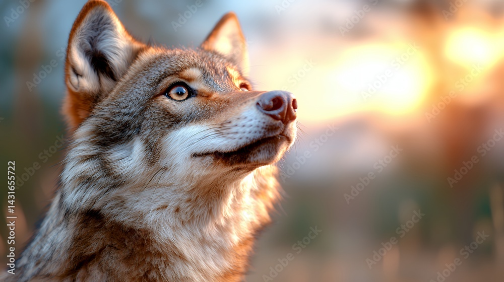 Fototapeta premium Wolf portrait natural light golden hour