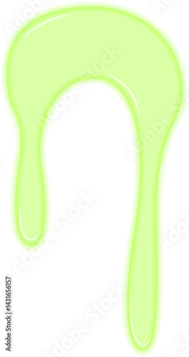 Thick green resin-like liquid flowing in a slow, bright radioactive spill.
