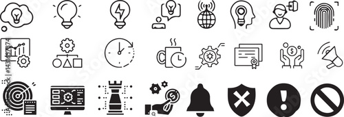 Good Idea & Innovation Concept icon Vector Illustration Editable stroke set