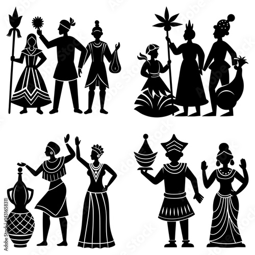 Cultural Figurines silhouette vector