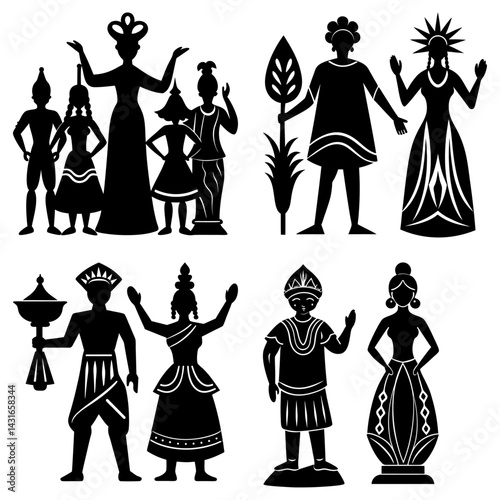 Cultural Figurines silhouette vector