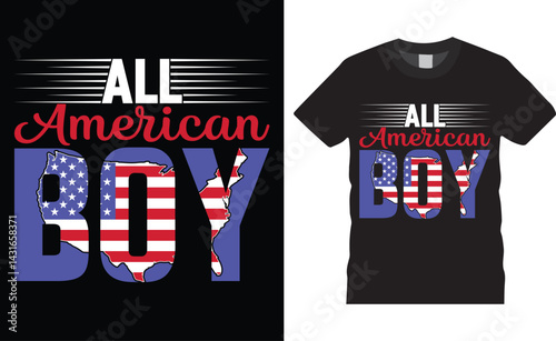 All American boy, Memorial Day vector t-shirt design.