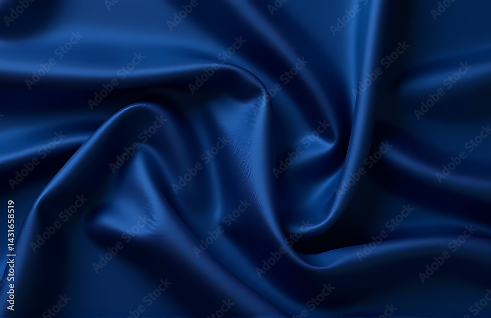 Fototapeta premium Navy blue silk satin provides a dark, luxurious background for festive designs in web banners and wide panoramic formats._00002_